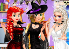 Elsa, Rapunzel e Ariel no Halloween
