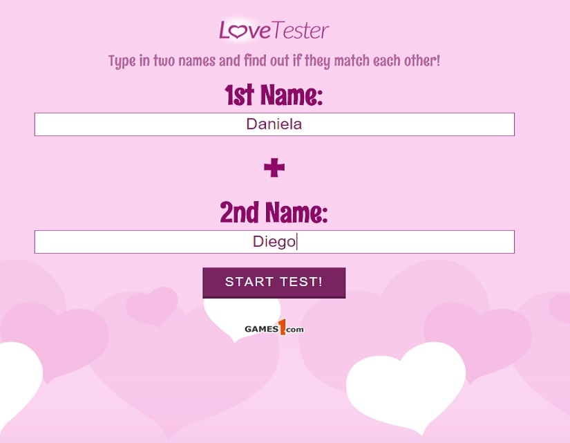 Jogos de Love Tester no Meninas Jogos