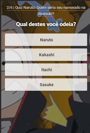 Jogo Quiz Naruto: Quem seria seu namorado na Akatsuki? no Joguix