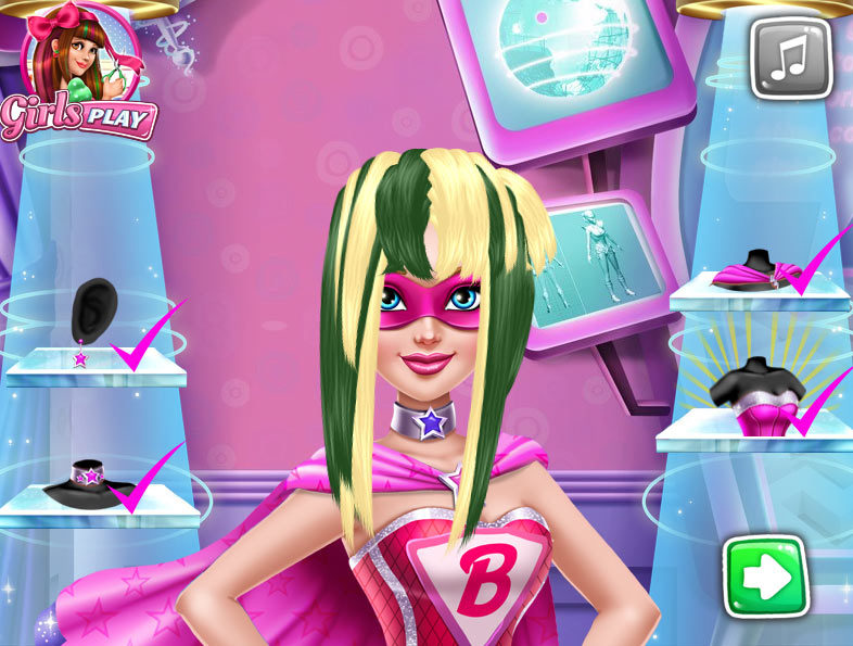 Jogos de Salão de Cabeleireiro de Super Barbie no Meninas Jogos